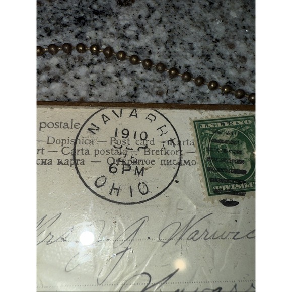 Postcard Happy Days Glass Metal Gold Frame Beautiful Colorful Roses Posted 1910 - Picture 4 of 4